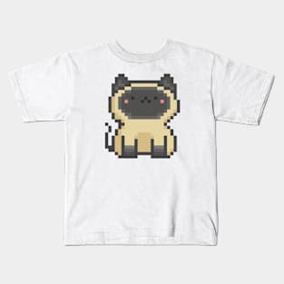 Pixel Quiet Siamese Cat 34 Kids T-Shirt